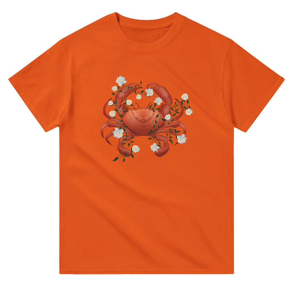 Image of Orange T-Shirt with Cancer Zodiac Sign Graphic by AK Pattern Studio