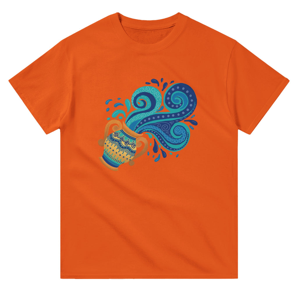 Image of Orange Graphic Tee with Aquarius Sign by AK Pattern Studio 