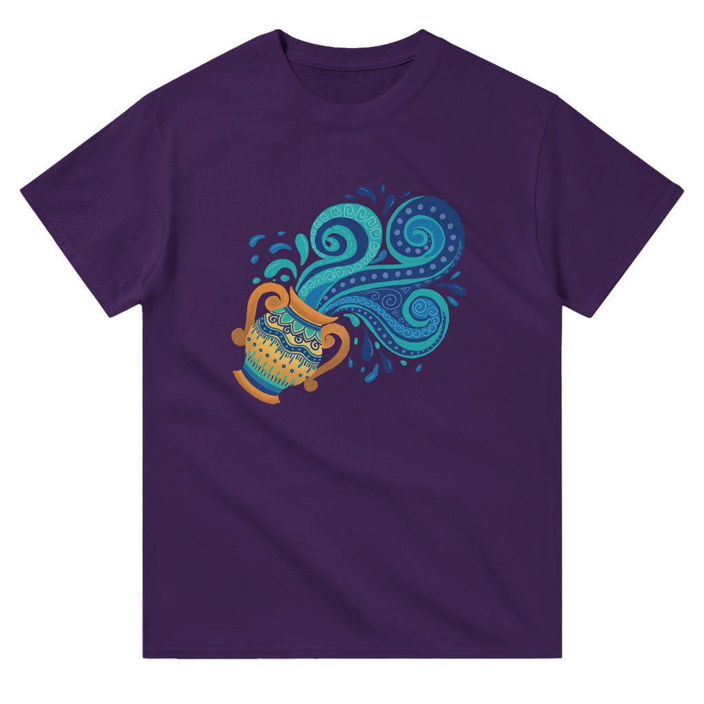 Image of Purple Graphic Tee with Aquarius Sign by AK Pattern Studio 