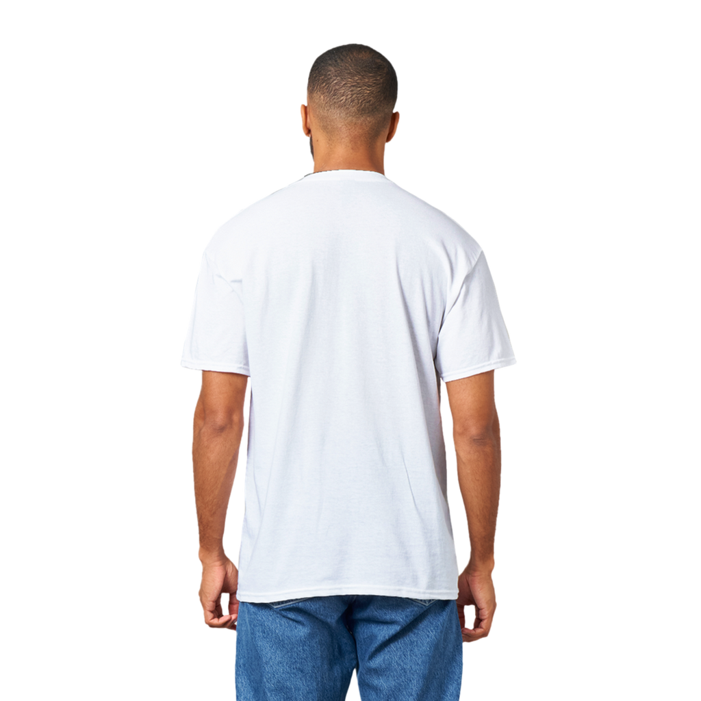 Back Image of Model wearing white T-shirt from AK Pattern Studio