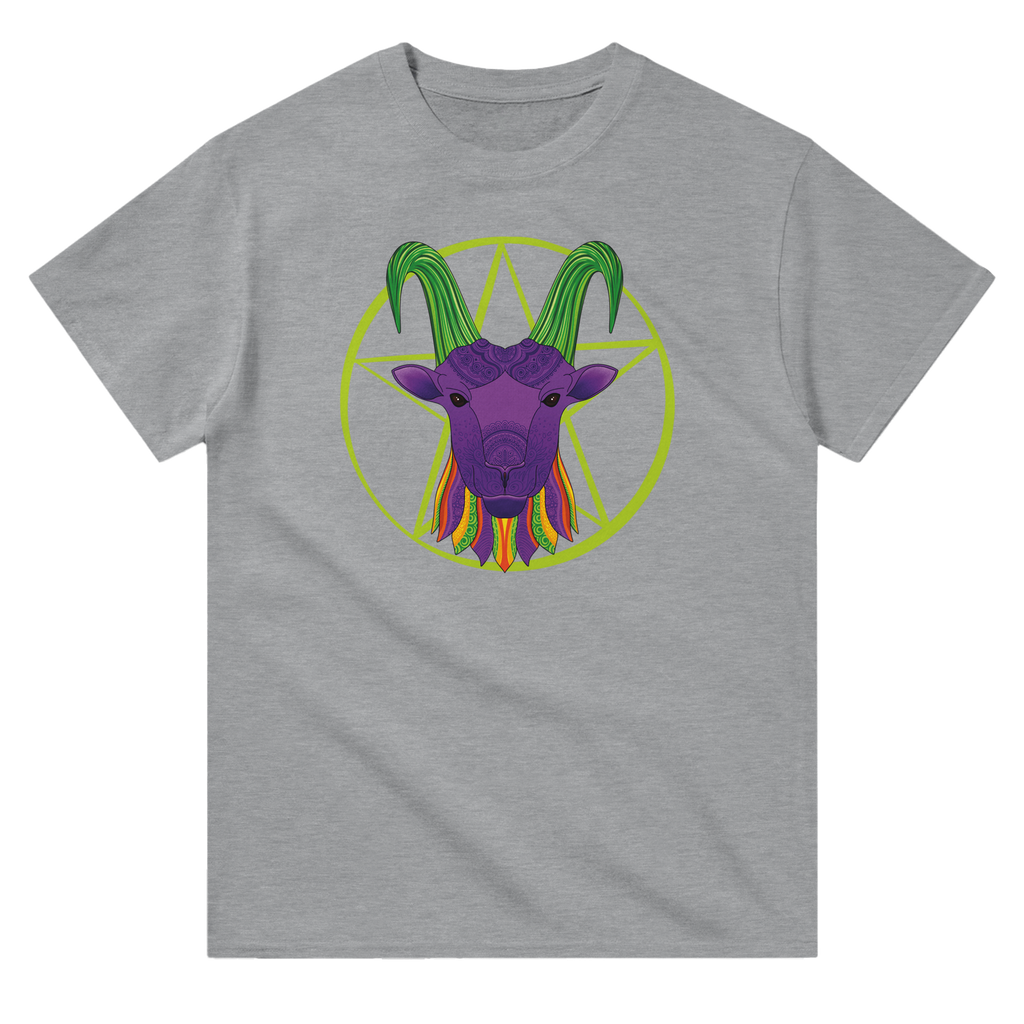 Image of Grey T-Shirt with Capricorn Zodiac Sign Graphic by AK Pattern Studio