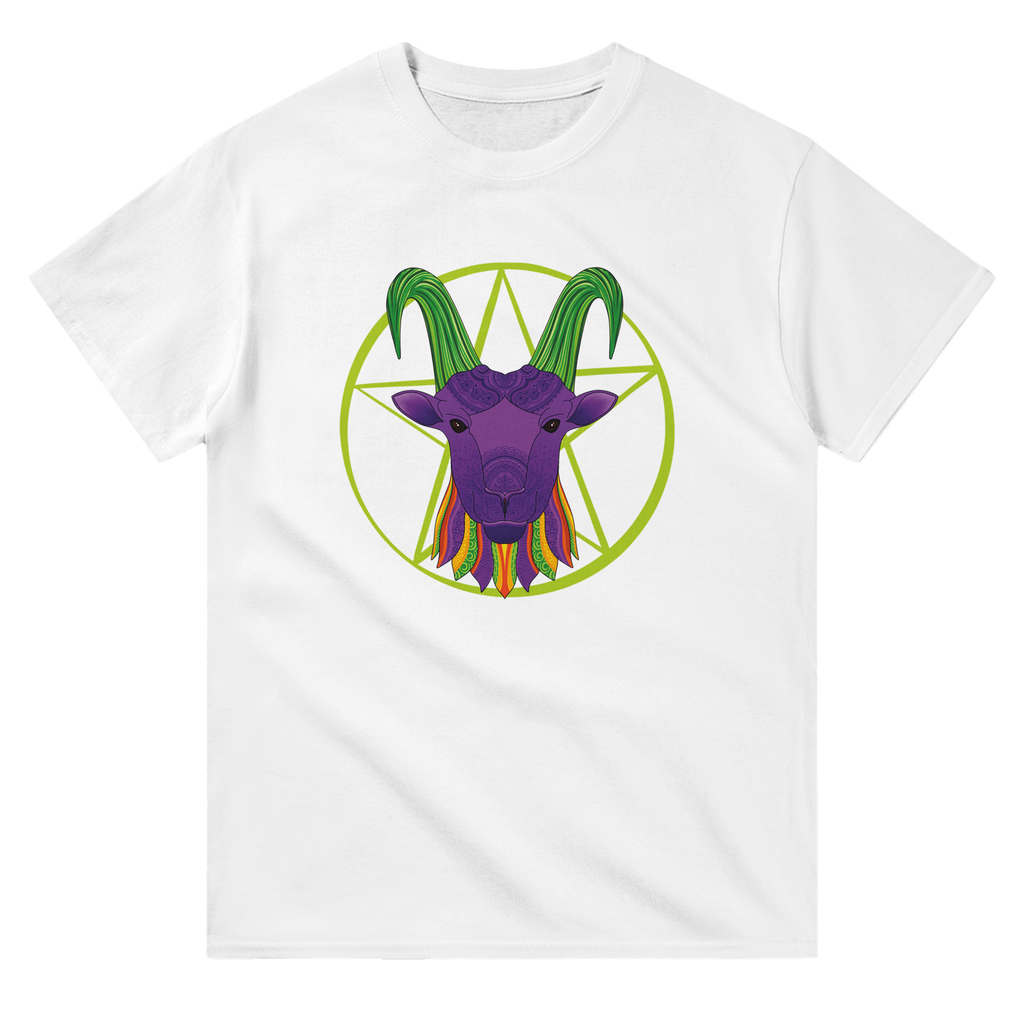 Image of White Graphic Tee with Capricorn Sign by AK Pattern Studio 