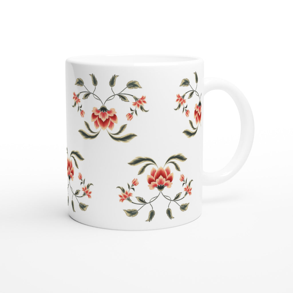 Mughal Inspired Floral motifs printed on Ceramic Mug by AK Pattern Studio