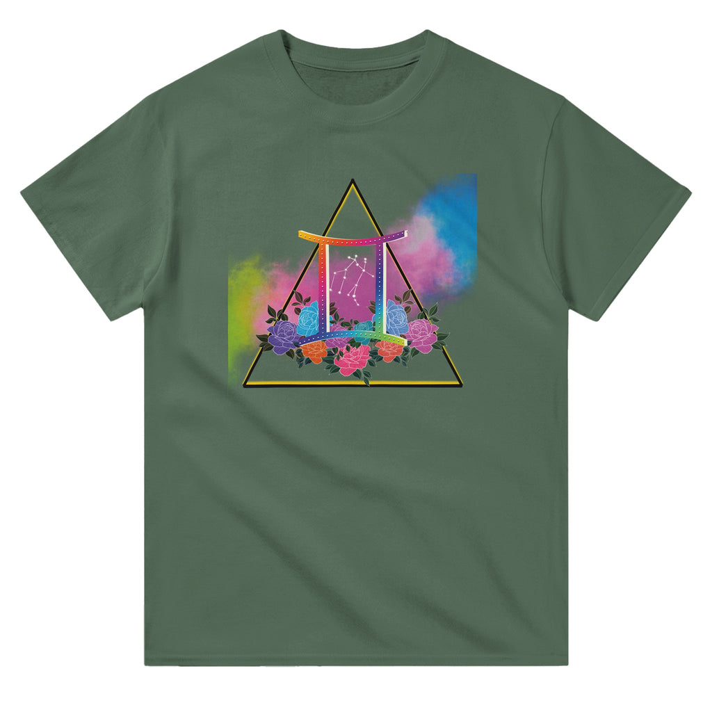 Image of Green Graphic Tee with Gemini Sign by AK Pattern Studio 