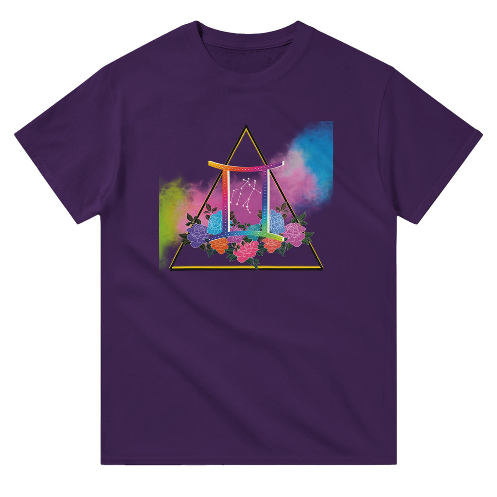 Image of Purple Graphic Tee with Gemini Sign by AK Pattern Studio 