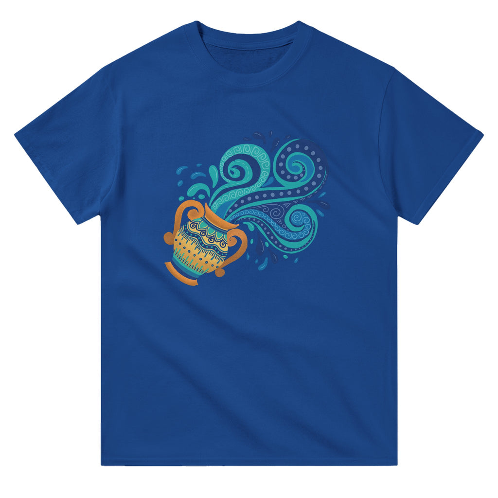 Image of Blue Graphic Tee with Aquarius Sign by AK Pattern Studio 