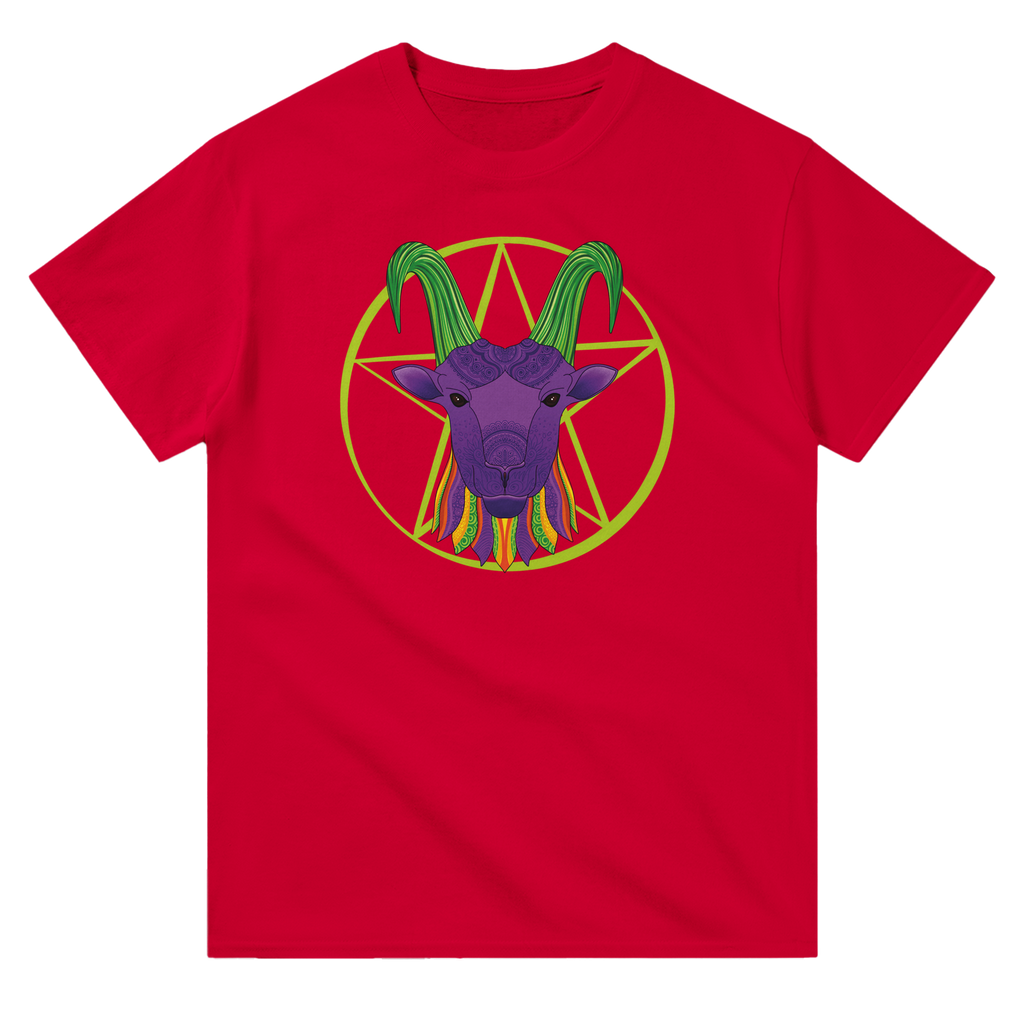 Image of Red T-Shirt with Capricorn Zodiac Sign Graphic by AK Pattern Studio