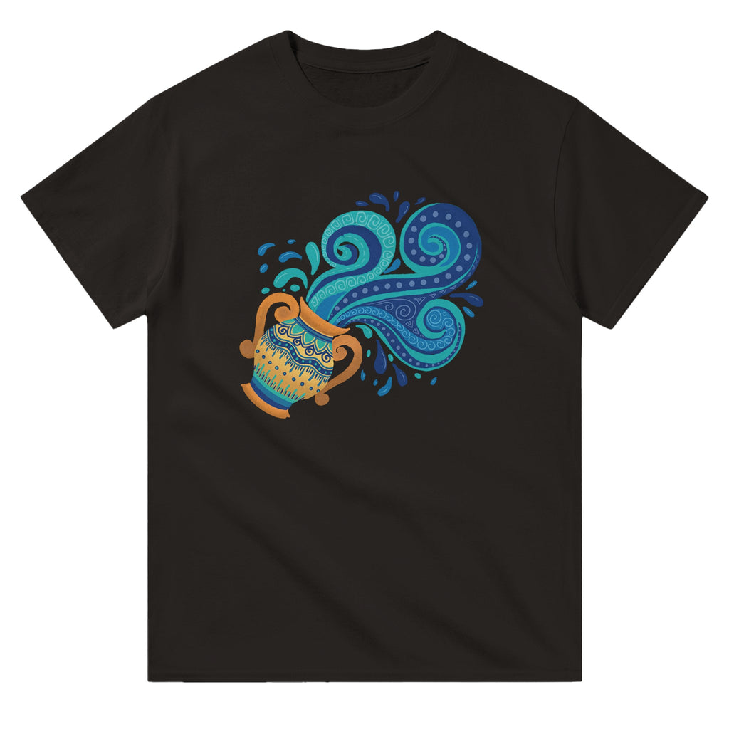 Image of Black Graphic Tee with Aquarius Sign by AK Pattern Studio 