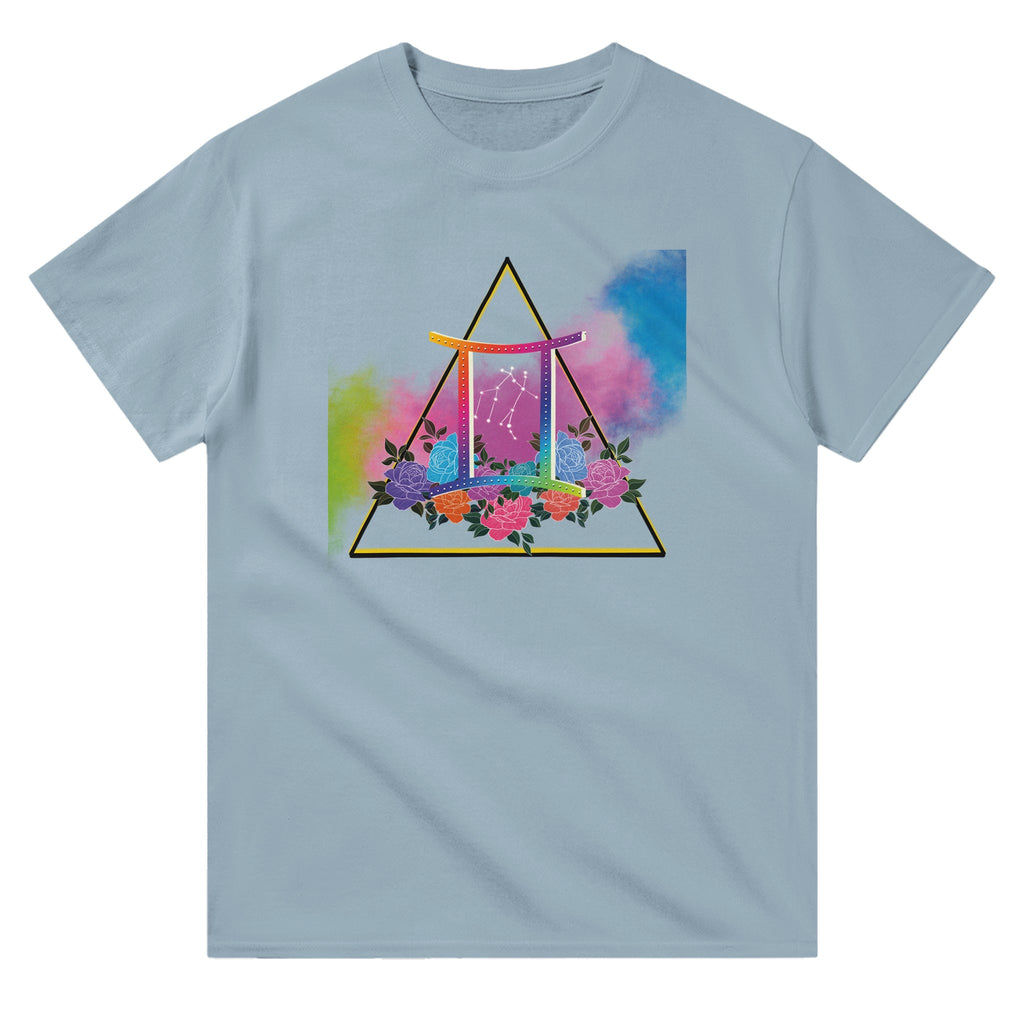 Image of Light Blue Graphic Tee with Gemini Sign by AK Pattern Studio 