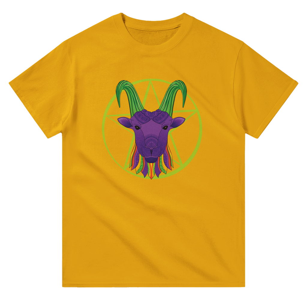 Image of Yellow Graphic Tee with Capricorn Sign by AK Pattern Studio 