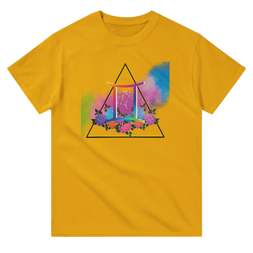 Image of Yellow Graphic Tee with Gemini Sign by AK Pattern Studio 