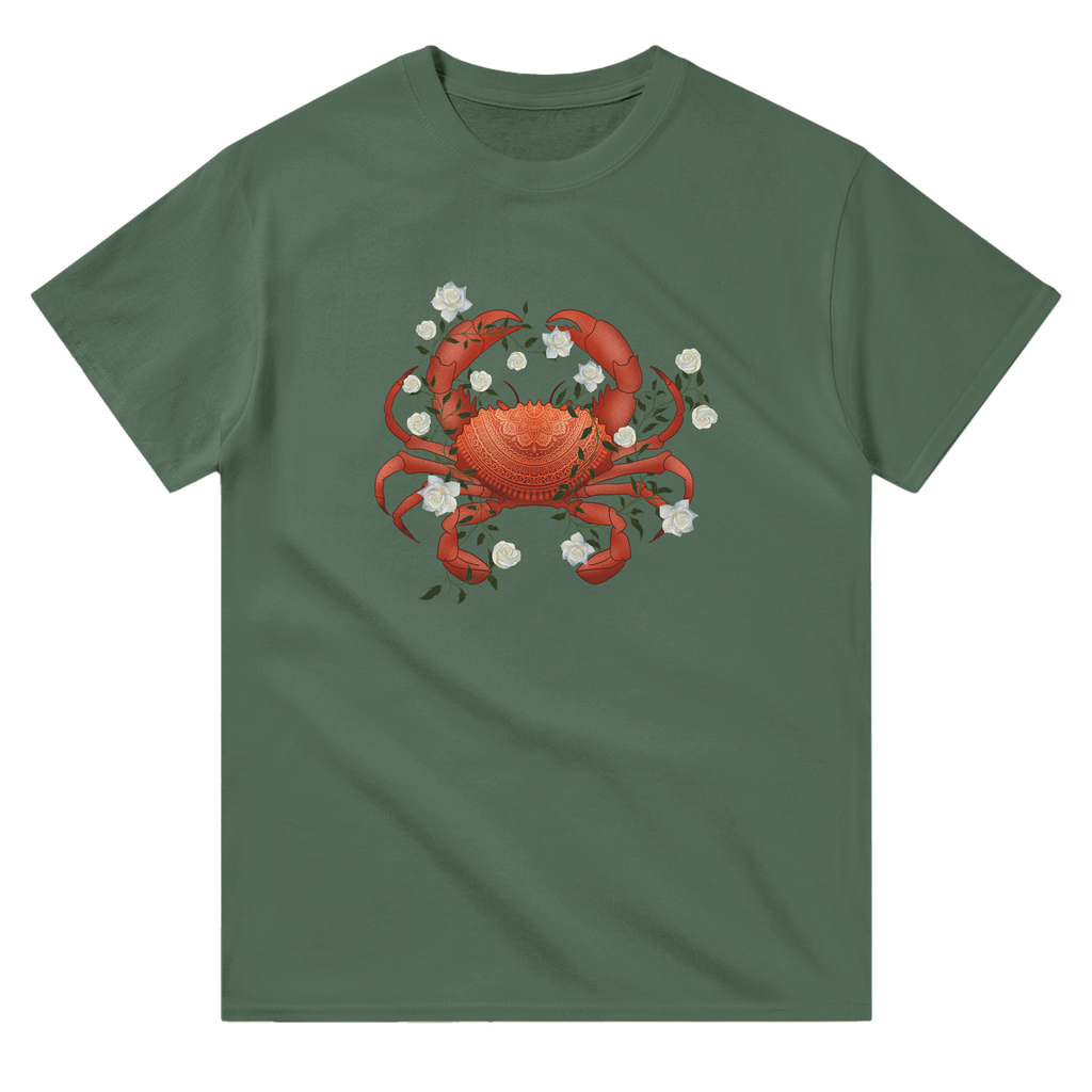 Image of Green T-Shirt with Cancer Zodiac Sign Graphic by AK Pattern Studio