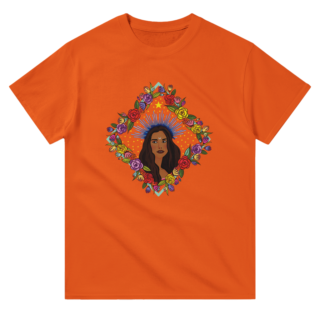 Image of Orange Graphic Tee with Virgo Sign by AK Pattern Studio 