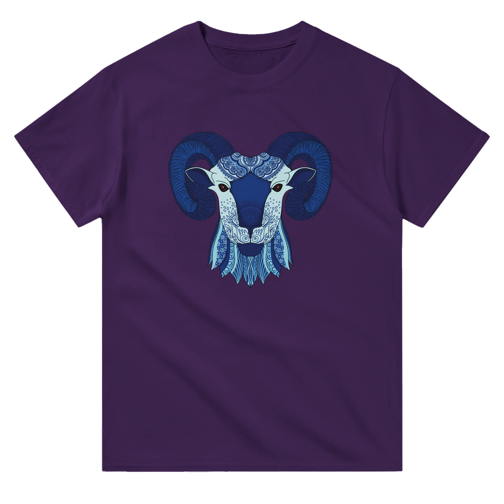 Image of Purple Graphic Tee with Aries Sign by AK Pattern Studio 