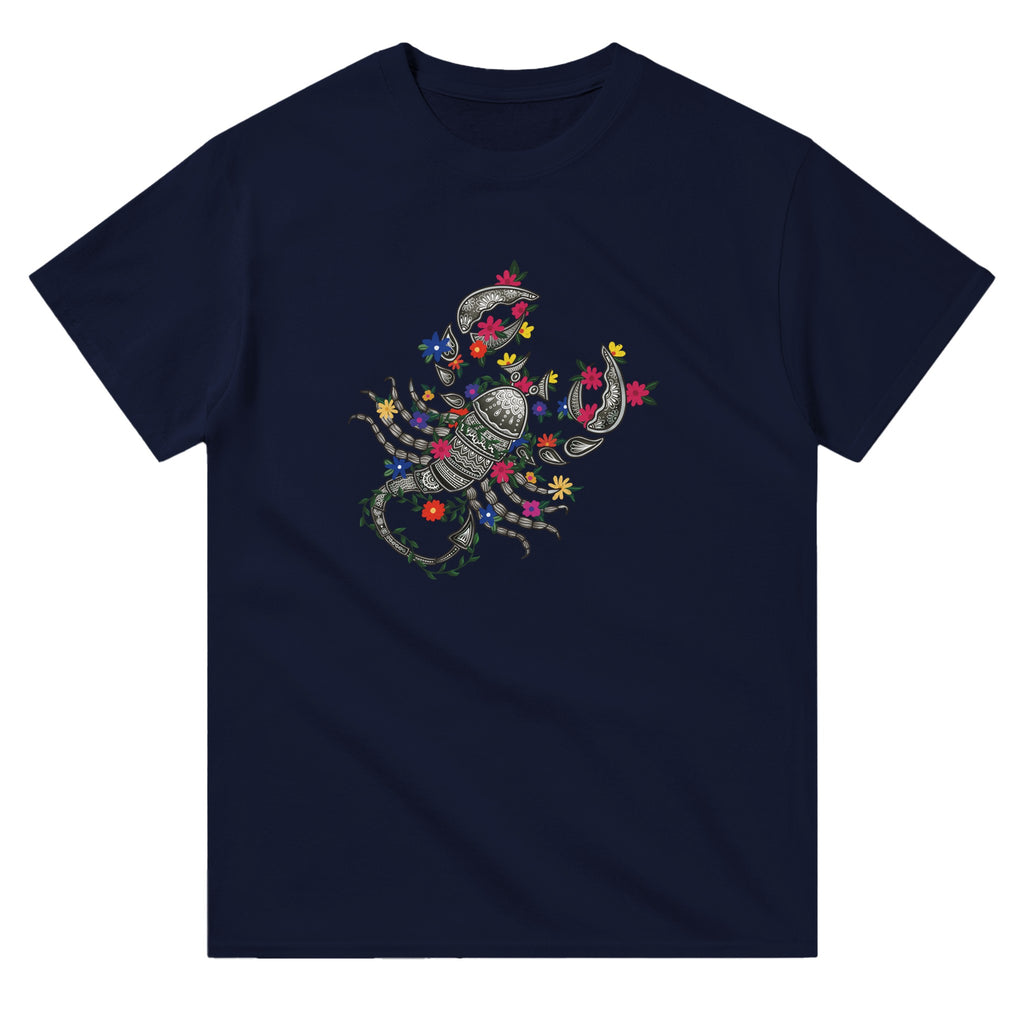 Image of Navy Blue Graphic Tee with Scorpio Sign by AK Pattern Studio 