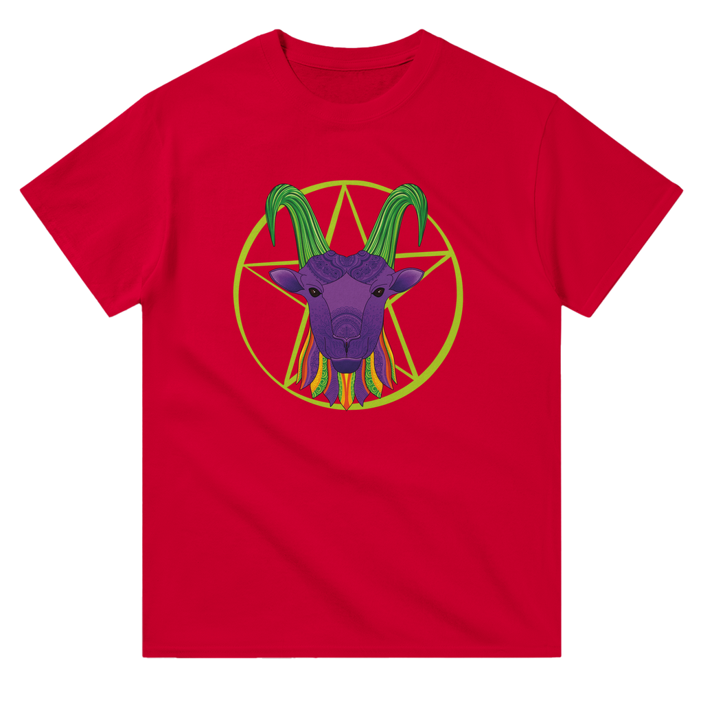 Image of Red Graphic Tee with Capricorn Sign by AK Pattern Studio 