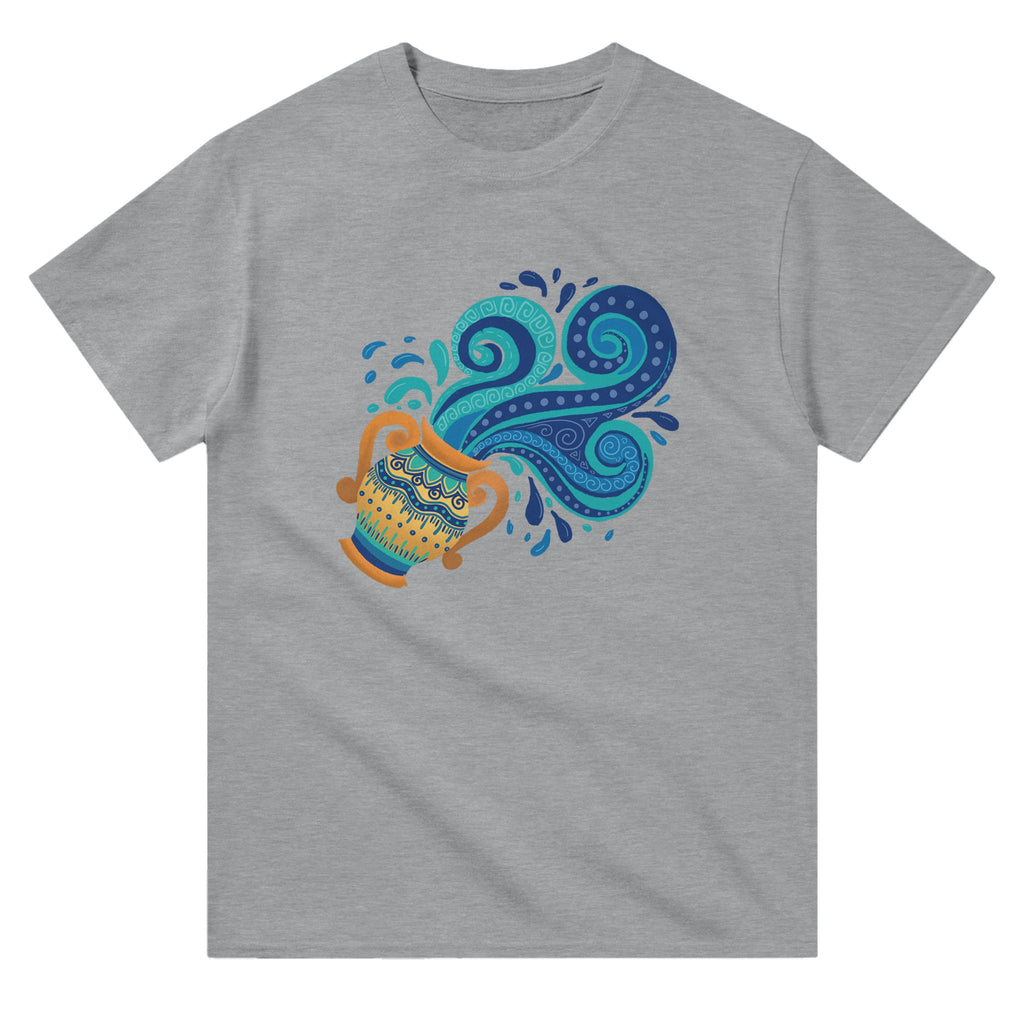 Image of Grey Graphic Tee with Aquarius Sign by AK Pattern Studio 