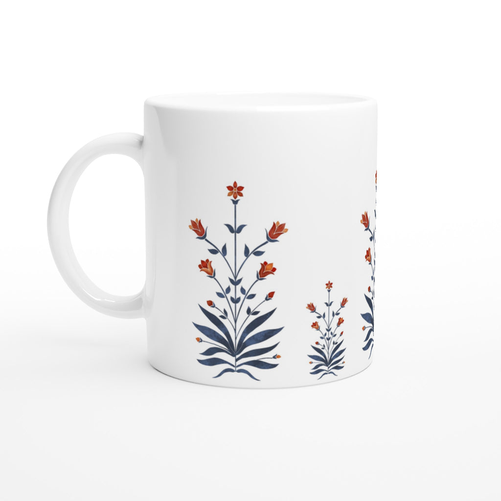Ceramic Mug with Designer Mughal floral patterns  by Ak Pattern Studio