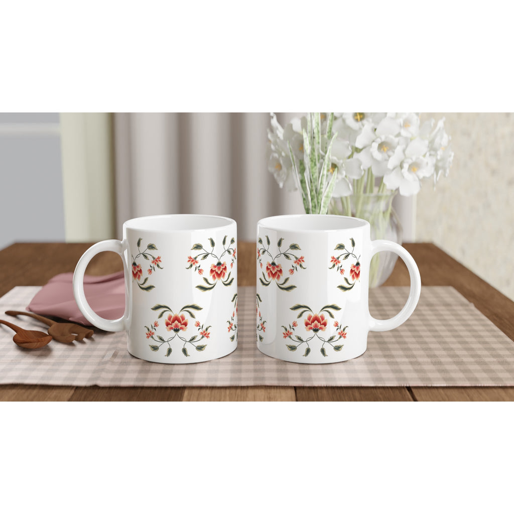 Designer Ceramic Mug with Mughal floral Rose print 