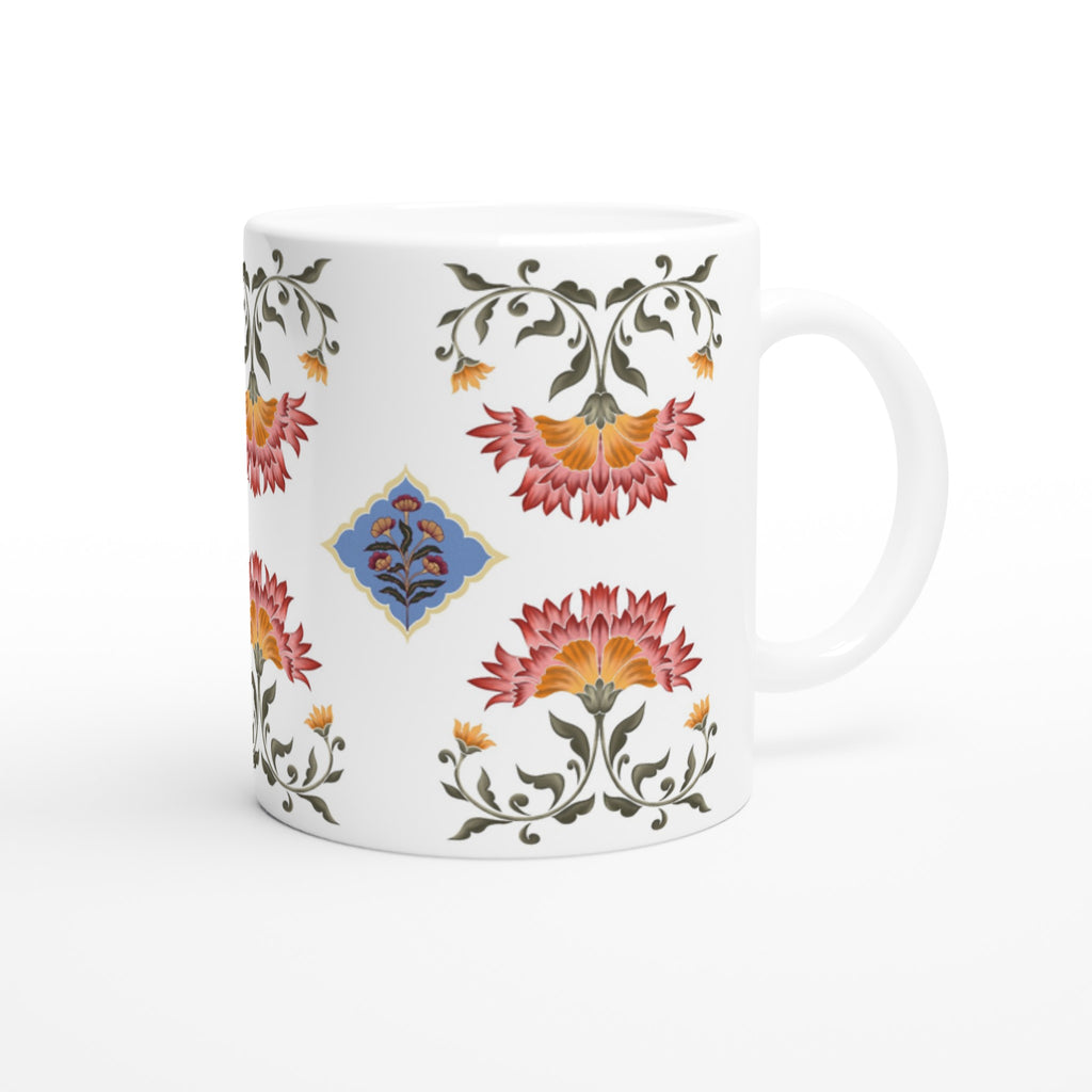 Designer Ceramic Mug with Mughal floral print 