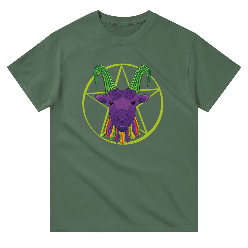 Image of Green Graphic Tee with Capricorn Sign by AK Pattern Studio 