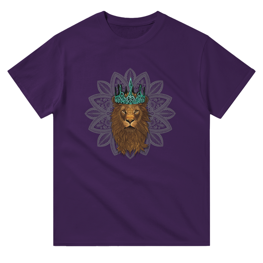 Image of Purple T-Shirt with Leo Zodiac Sign Graphic by AK Pattern Studio