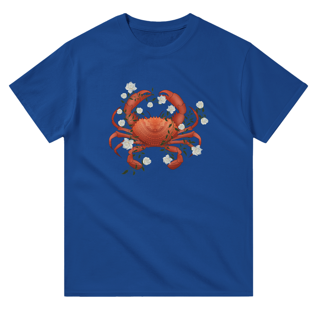 Image of Blue T-Shirt with Cancer Zodiac Sign Graphic by AK Pattern Studio