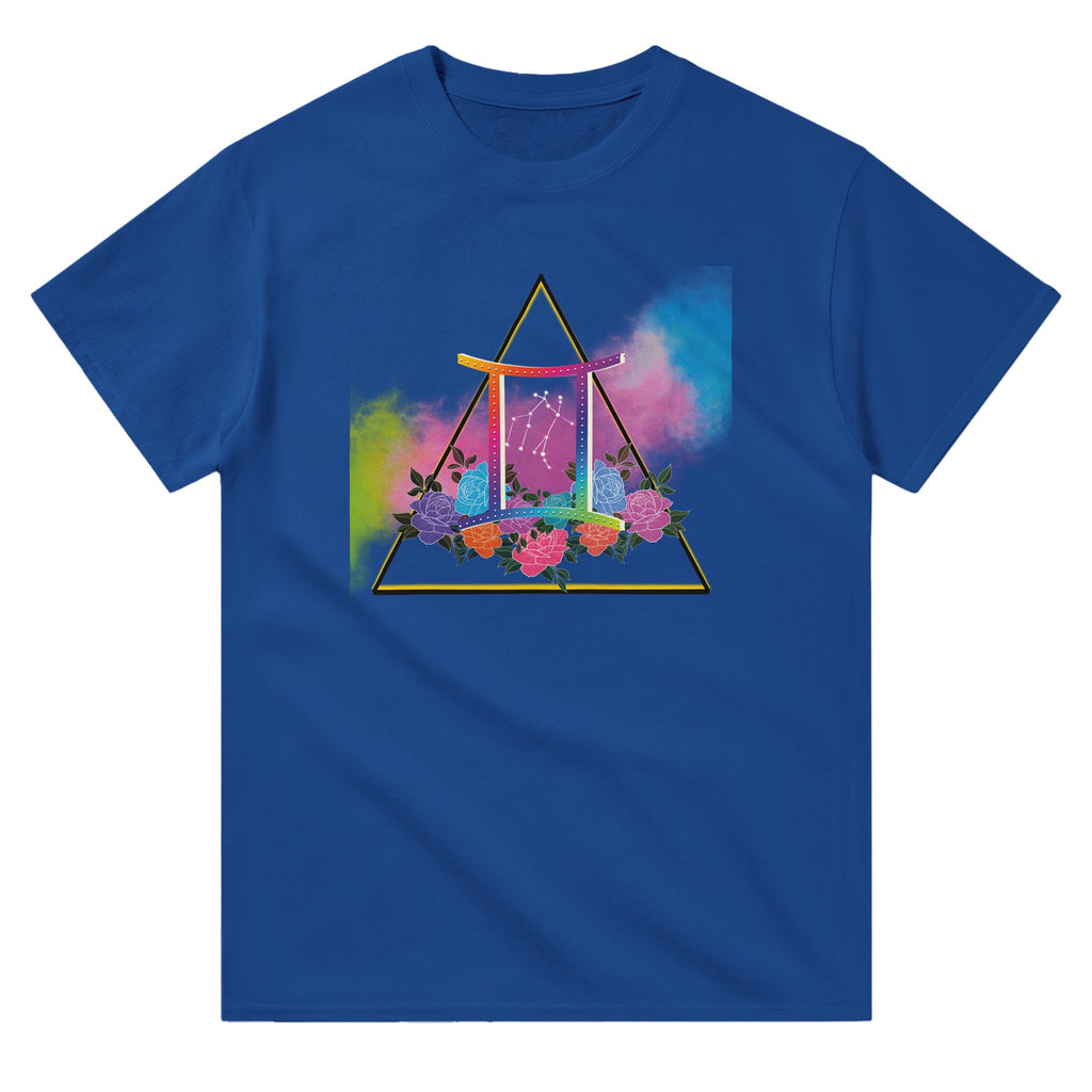 Image of Blue Graphic Tee with Gemini Sign by AK Pattern Studio 