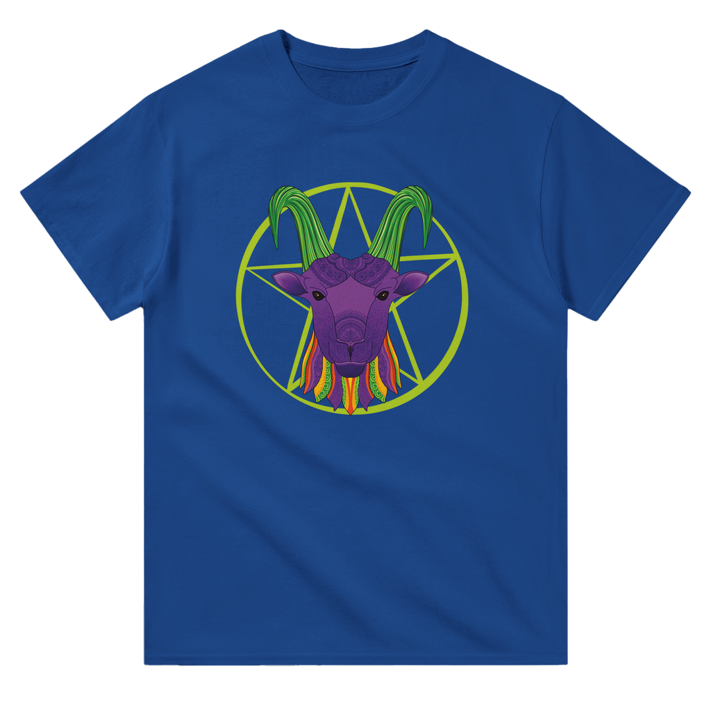 Image of Blue Graphic Tee with Capricorn Sign by AK Pattern Studio 