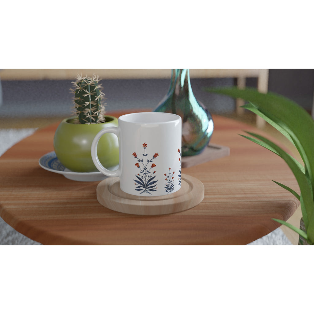 Ceramic Mug printed with Mughal Inspired Floral motifs