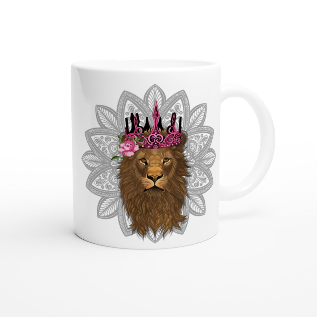 Image of White coffee Mug with Leo Queen Zodiac Design 
