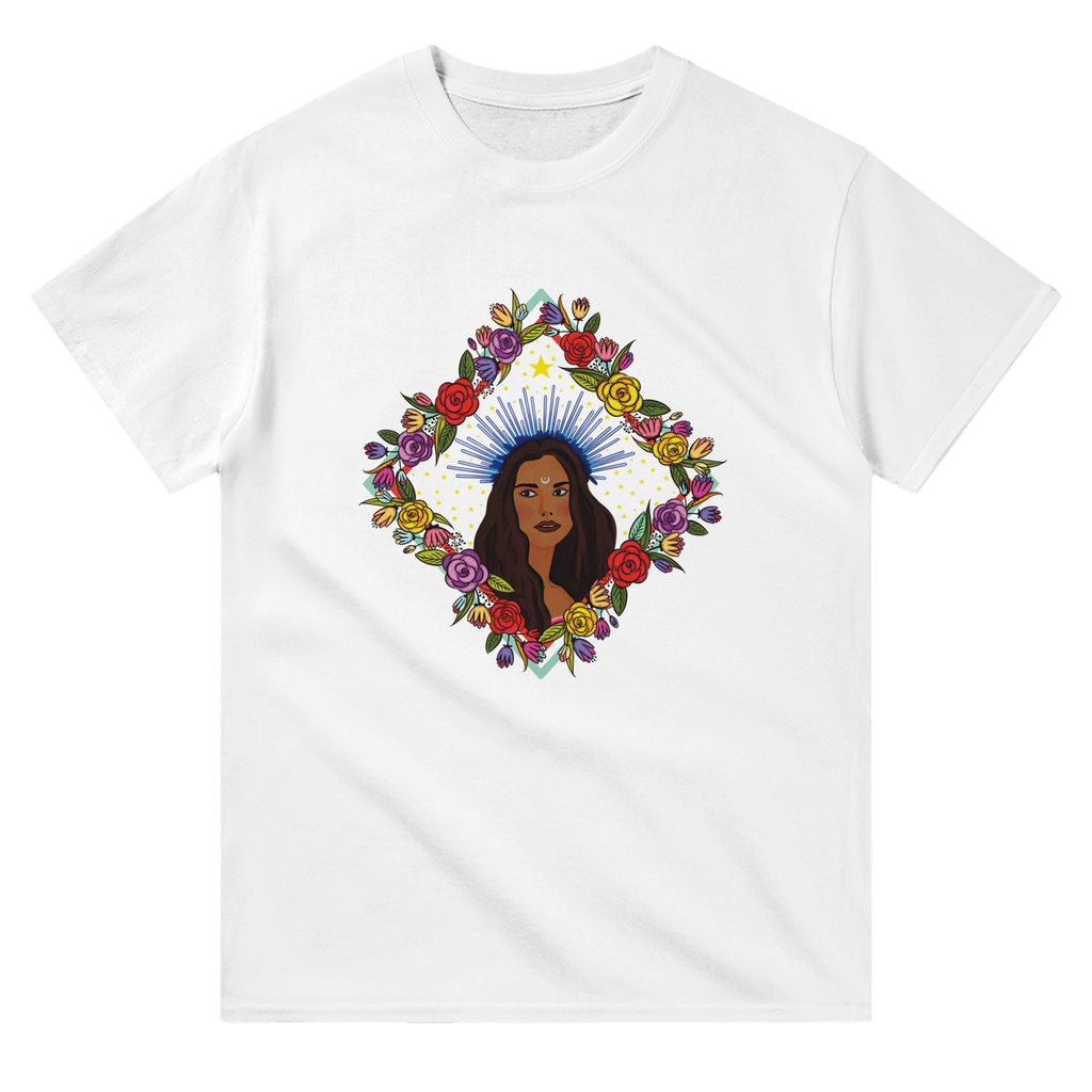 Image of White T-Shirt with Virgo Zodiac Sign Graphic by AK Pattern Studio