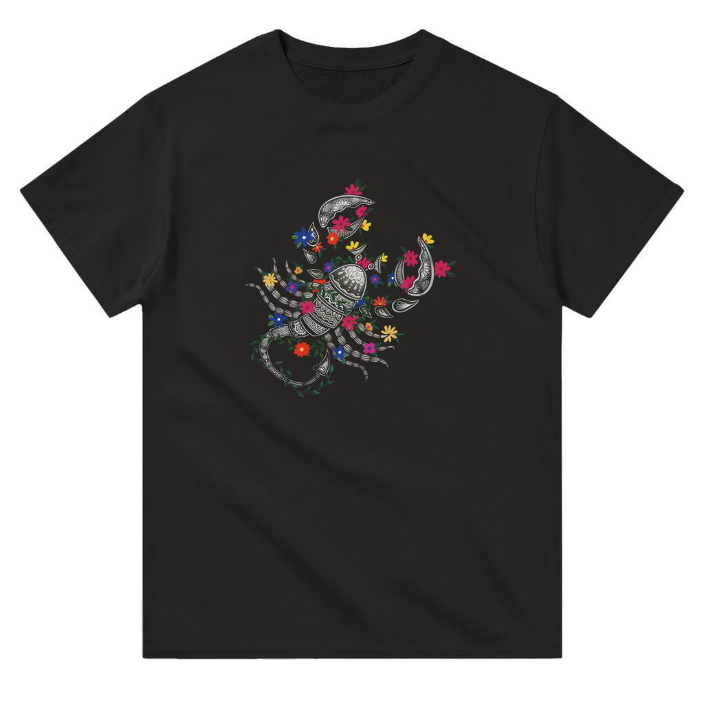 Image of Black T-Shirt with Scorpio Zodiac Sign Graphic by AK Pattern Studio 