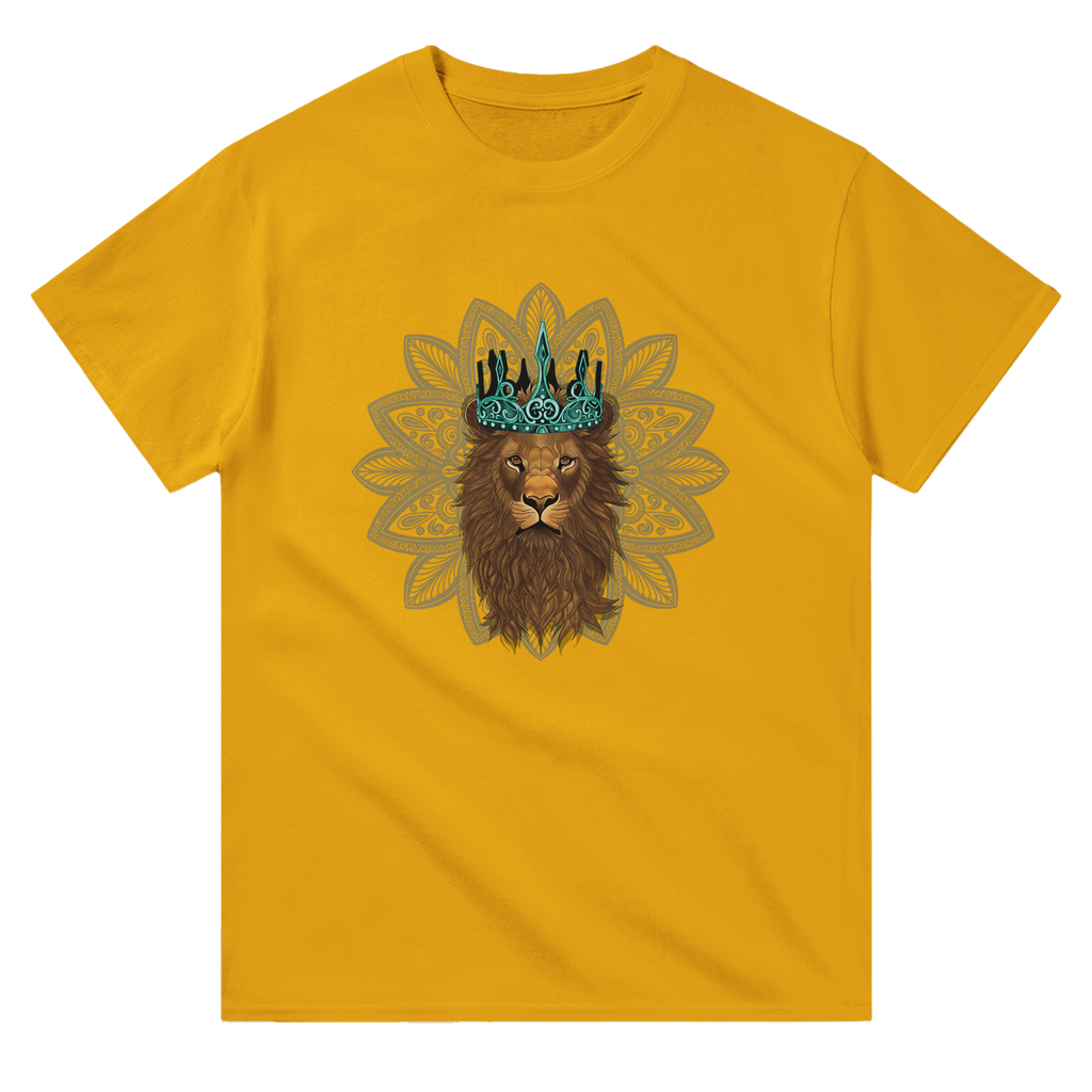 Image of Yellow T-Shirt with Leo Zodiac Sign Graphic by AK Pattern Studio