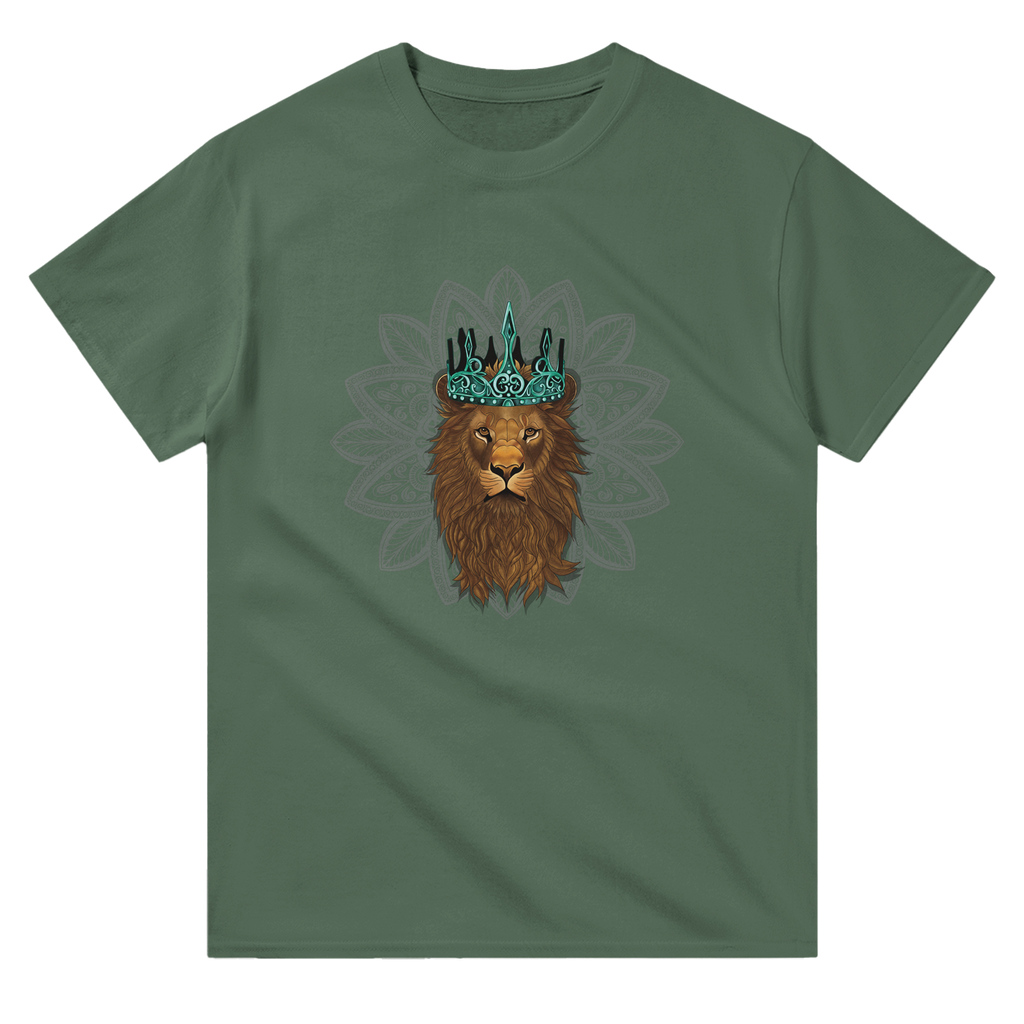 Image of Green T-Shirt with Leo Zodiac Sign Graphic by AK Pattern Studio