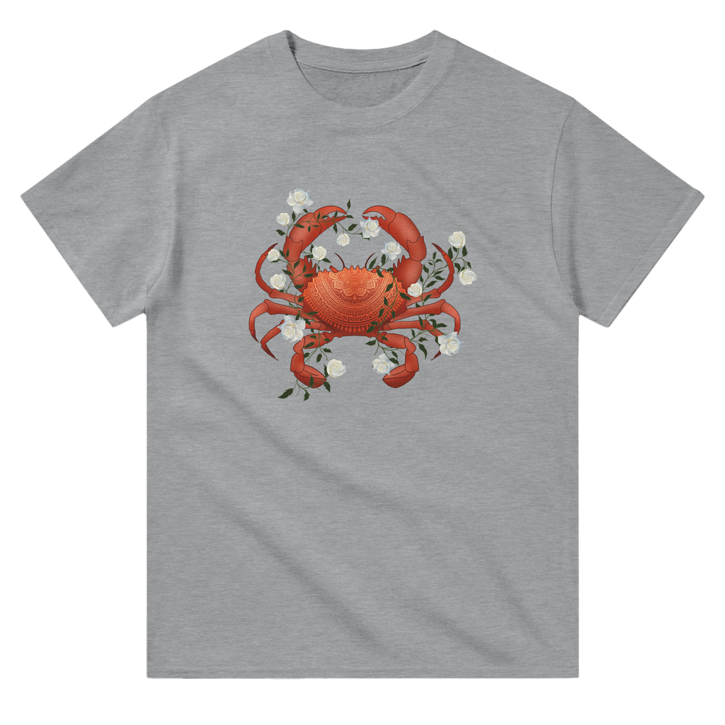 Image of Grey T-Shirt with Cancer Zodiac Sign Graphic by AK Pattern Studio