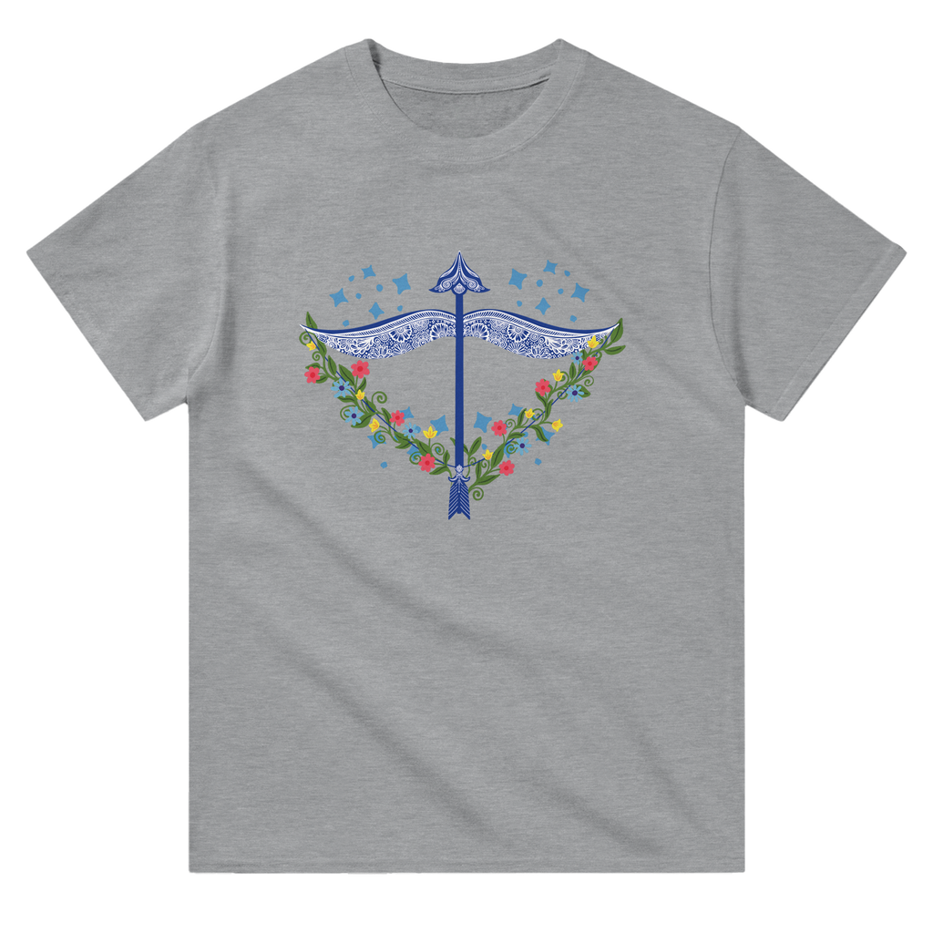 Image of Grey T-Shirt with Sagittarius Zodiac Sign Graphic by AK Pattern Studio