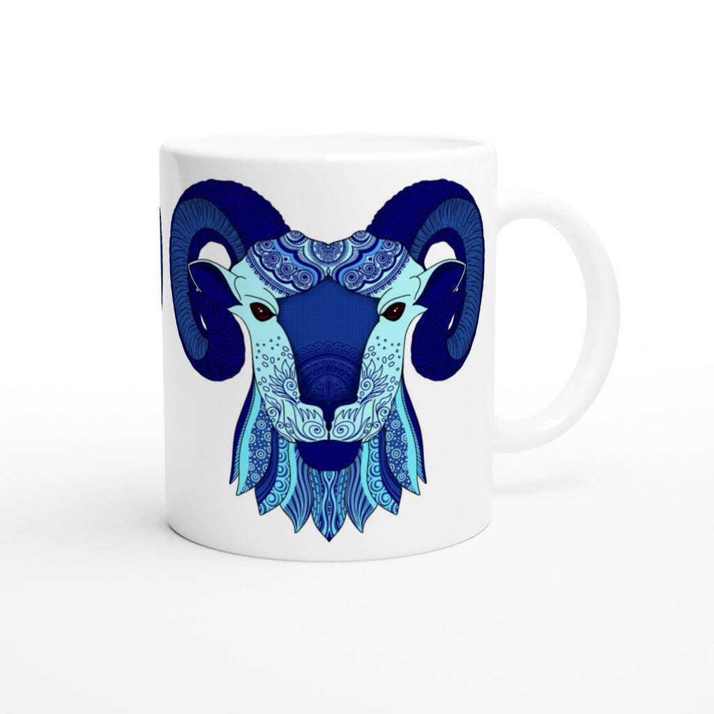 Image of White coffee Mug with Aries Zodiac Design 