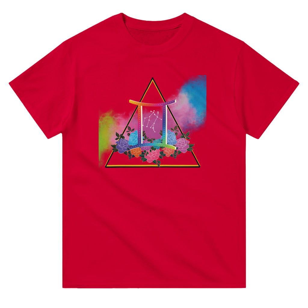 Image of Red Graphic Tee with Gemini Sign by AK Pattern Studio 