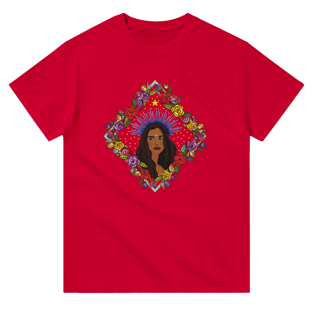 Image of Red Graphic Tee with Virgo Sign by AK Pattern Studio 