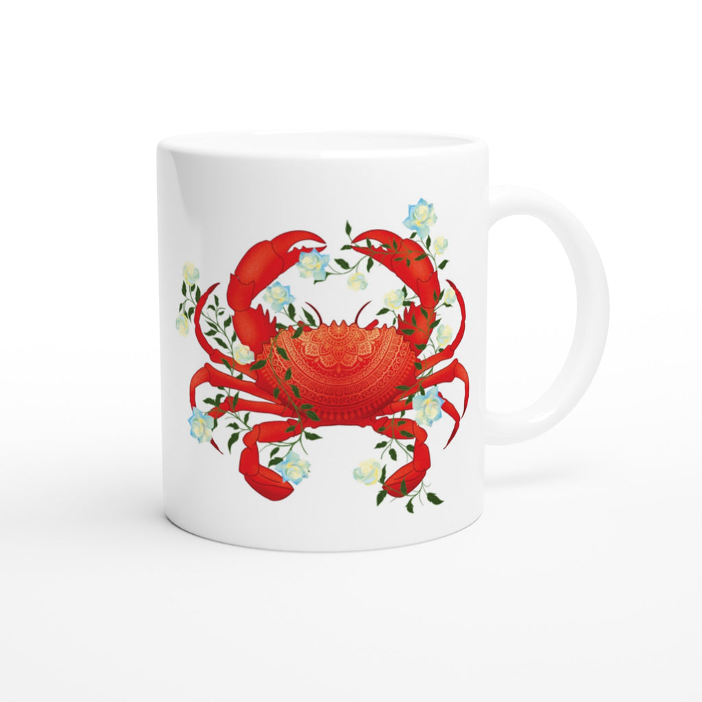 Image of White coffee Mug with Cancer Zodiac Design 