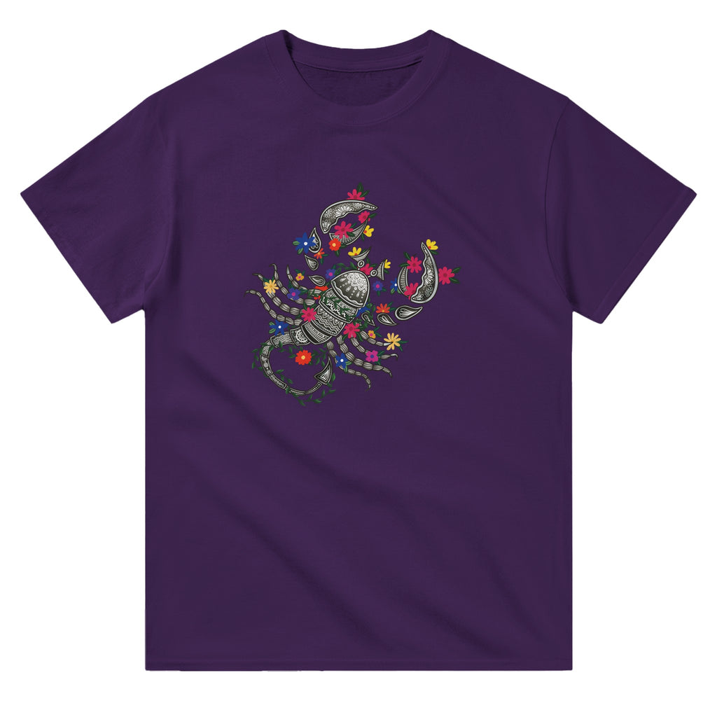 Image of Purple Graphic Tee with Scorpio Sign by AK Pattern Studio 