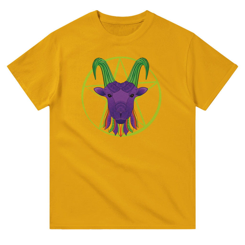 Image of Yellow T-Shirt with Capricorn Zodiac Sign Graphic by AK Pattern Studio